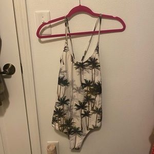 Palm tree tie up back swim suit